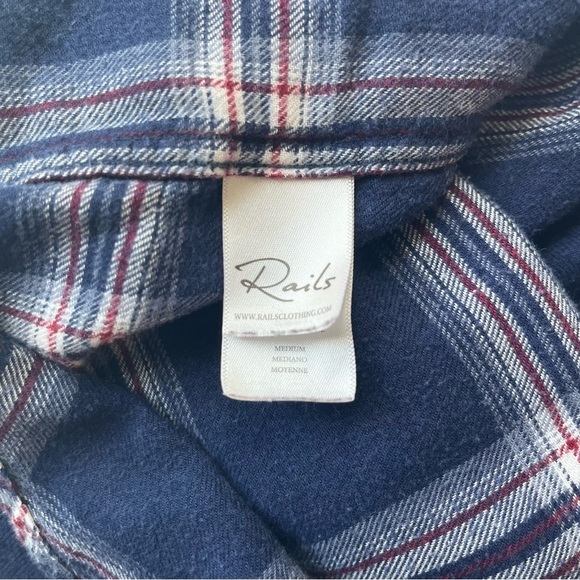 RAILS Plaid Flannel Button Down Blue Red Size Medium - Picture 6 of 8
